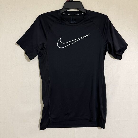 Nike Pro Dri-FIT Men's Slim Fit Short-Sleeve (Black/White,Small) - DD1982 010 - Picture 1 of 10